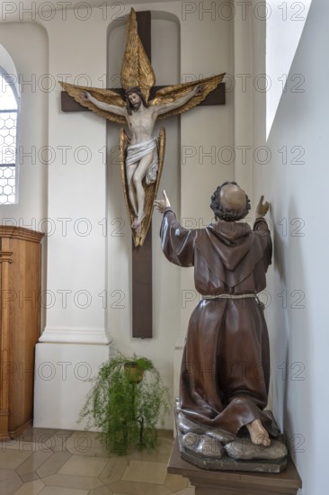 Depiction of the stigmatisation of St. Francis in the parish church of St. John, built in 1717-19, Biberacher Str. 6, Ummendorf, district of Biberach, Baden-Württemberg, Germany