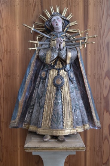 Figure of the Seven Sorrows Madonna, St Briccius Church, Lindenstr. 2, Wurmlingen district of Rottenburg, Baden-Württemberg, Germany