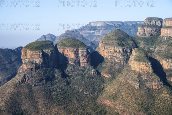 Blyde River Canyon with Three Rondawels peak, view of canyon and table mountains, canyon landscape, Three Rondavels Viewpoint, Panorama Route, Mpumalanga, South Africa