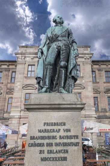 Sculpture of Friedrich Margrave of Brandenburg, founder of Erlangen University, Schlossplatz, Erlangen, Middle Franconia, Bavaria