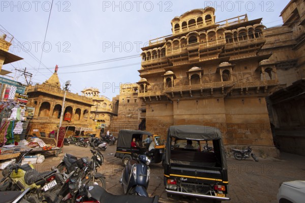 Havelis or merchants' houses in the fortress of Jaisalmer, Rajasthan, India