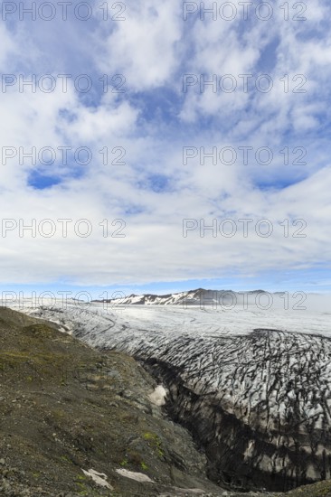 Skálafellsjökull, Skalafellsjökull, glacier tongue of Vatnajökull, volcanic landscape Breiðabunga, Breidabunga, Jöklasel near Höfn, Austurland, Iceland