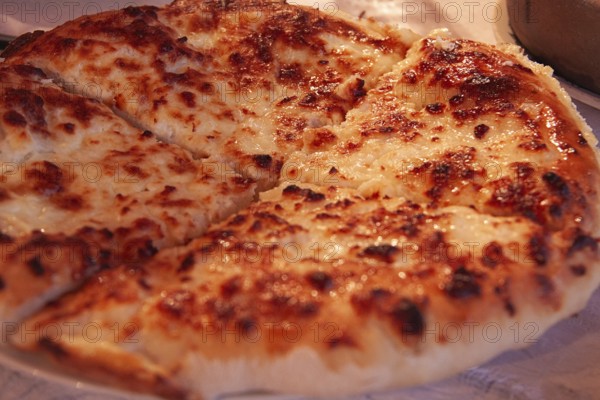 Hot sliced, close-up, Imeretian khachapuri, Georgian cuisine, no people