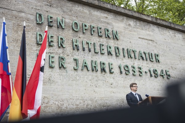 Tomáš Filip, great-grandson of the Czechoslovak army general Václav Ždímal, who was executed here in 1942, speaks during a visit to the Plötzensee memorial in Berlin on 9 July 2025. The visit was a personal wish of Mr Pavel, as of the more than 2, 800 people killed, 677 were Czechs, the second largest population group after the Germans