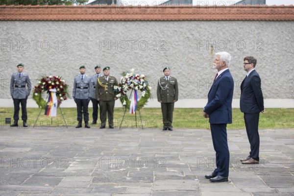Petr Pavel (President of the Czech Republic) and Tomáš Filip (great-grandson of the Czechoslovak army general Václav Ždímal, who was executed here in 1942) during a visit to the Plötzensee Memorial in Berlin on 9 July 2025. The visit was a personal wish of Mr Pavel, as of the more than 2, 800 people killed, 677 were Czechs, the second largest population group after the Germans