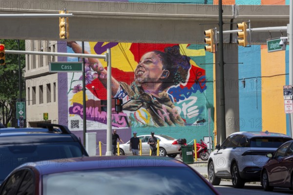 Detroit, Michigan - A mural iin downtown Detroit