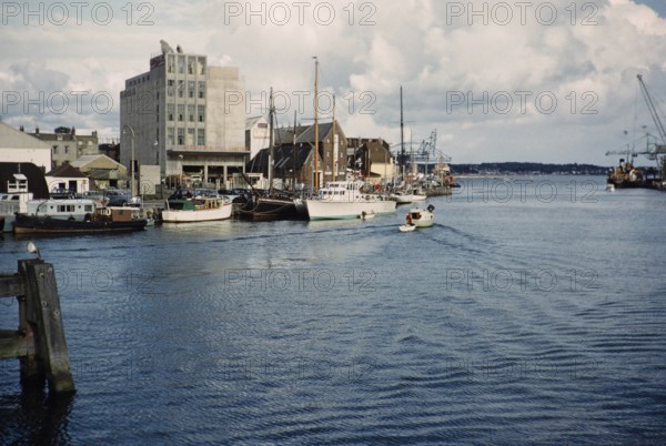 Christopher Hill Limited grain silo, The Quay or Quayside, Poole harbour, Dorset, England, UK 1970s