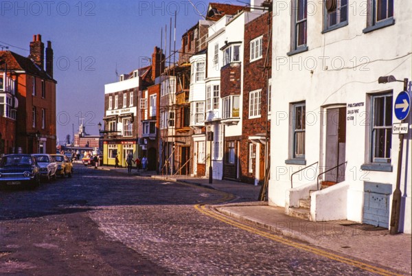 Historic buildings including Portsmouth Sailing Club and The Coal Exchange pub, Bath Square, Old Portsmouth, Portsmouth, Hampshire, England, UK