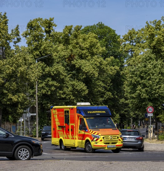 Road traffic, rescue vehicle of the Potsdam fire brigade, Brandenburg, Germany