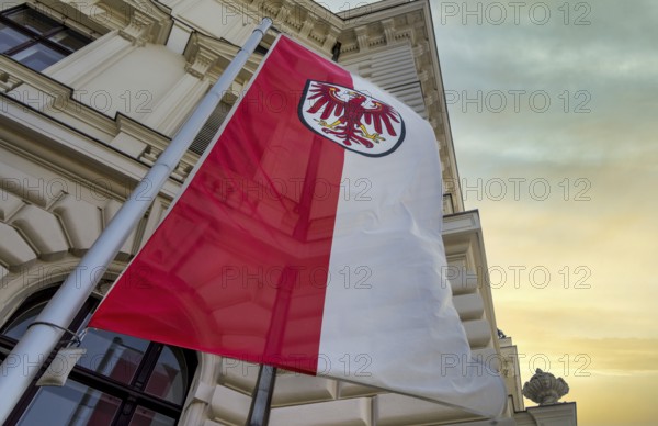 State flag of Brandenburg, Potsdam Administrative Court, Court building, Friedrich-Ebert-Straße, Brandenburg, Germany