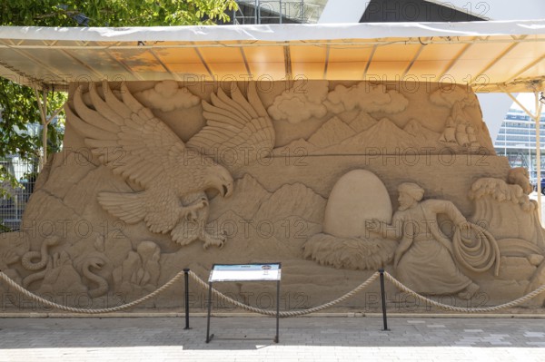 Sinbad the Sailor by Tsagaan Munk Erdene and Uuganaa Enkhtaivan from Mongolia, Sandwelt, Warnemünde, Rostock, Mecklenburg-Vorpommern, Germany