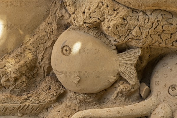 Detail, Poseidon, the god of the sea by Zsolt M.Toth from Hungary, Sandwelt, Warnemünde, Rostock, Mecklenburg-Vorpommern, Germany