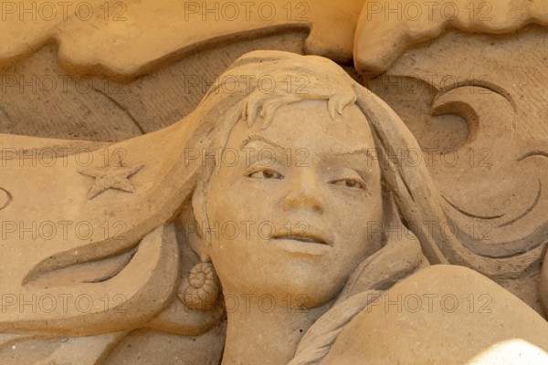 Detail, The Mysterious Mermaid by Artem Samoylov and Arsentiy Samoylov from Ukraine, Sandwelt, Warnemünde, Rostock, Mecklenburg-Vorpommern, Germany