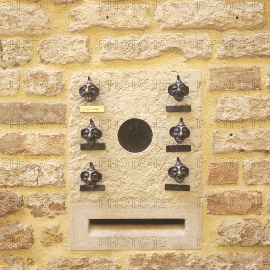 Bell buttons as carnival masks, Venice, Veneto, Italy