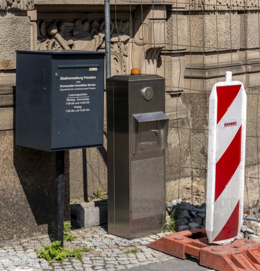 City administration letterbox in front of the entrance to the town hall, Potsdam, Brandenburg, Germany