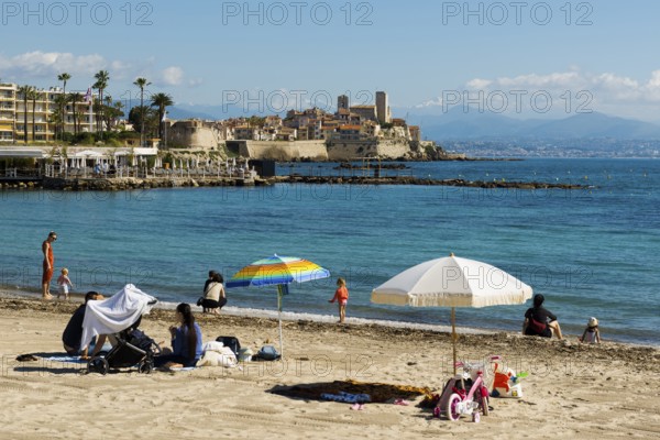 Beach, Plage du Ponteil, Antibes, Provence Alpes Côte d'Azur, South of France, France