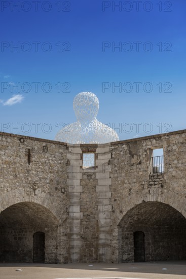 Sculpture made of letters, Le Nomade, artist Jaume Plensa, Antibes, Provence Alpes Côte d'Azur, South of France, France