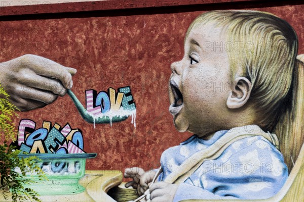 Mural, graffiti, street art, love, Antibes, Provence Alpes Côte d'Azur, South of France, France