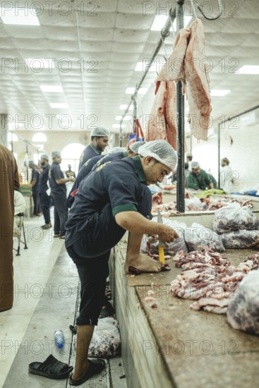 Market hall, section of camel butchers, Salalah, Dhofar, Oman