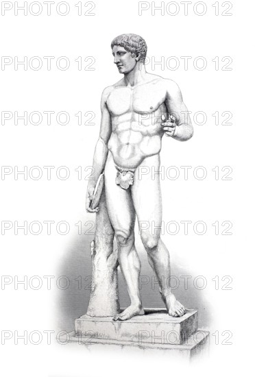 Discobolus, discus thrower, Greek statue in the Vatican, Rome, Italy, Historical, digitally restored reproduction of a 19th century model