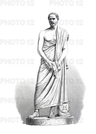 Demosthenes, born 384 BC, died 322 BC, one of the most important Greek orators, rhetorician, after the Peace of Philocrates in 346 BC he rose to become the leading statesman of Athens, Historical, digitally restored reproduction of a 19th century original