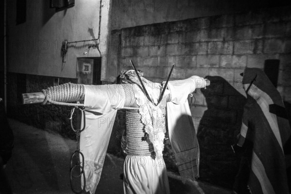 Procession of the Empalaos in front of, every Holy Thursday in Holy Week, Valverde de la Vera, Extremadura, Spain