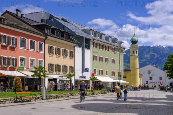Main square with St Anthony's Church, Lienz, East Tyrol, Austria