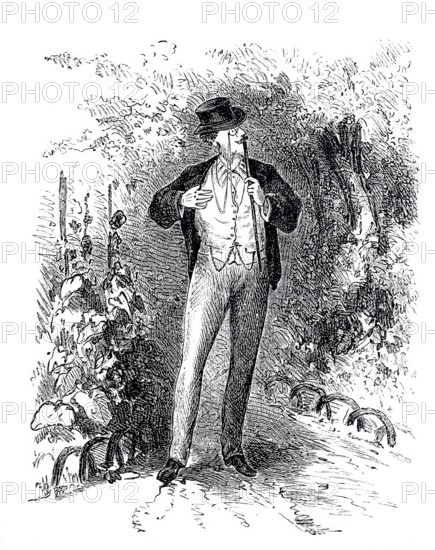 The stick and its use, stick of a fop, historical, digitally enhanced reproduction of a 19th century model