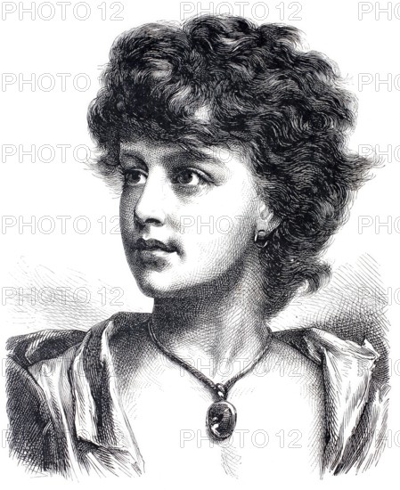 Portrait, Girl from Naples, Neapolitan, 1869, Italy, Historical, digitally enhanced reproduction of a 19th century original