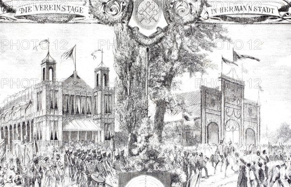 Club days in Sibiu around 1872, Transylvania, today Sibiu, Romania, Historical, digitally enhanced reproduction of a 19th century original