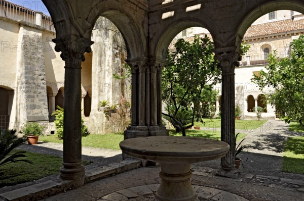 Fountain loggia, monks' washroom in the cloister, interior, Gothic basilica of the Cistercian abbey of Fossanova Monastery, Cistercian-Burgundian architectural style, Priverno, Province of Latina, Lazio, Italy
