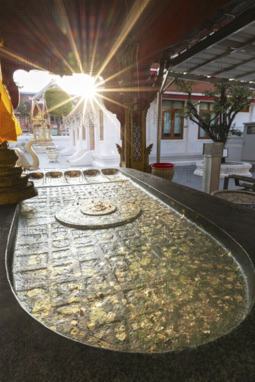 Buddha's footprint at sunset, Wat Chana Songkhram, Bangkok, Thailand