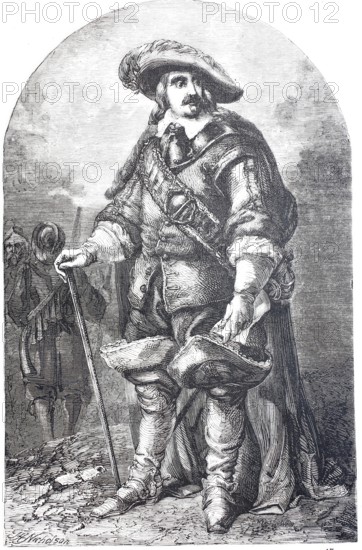 Oliver Cromwell (25 April 1599 - 3 September 1658) was an English parliamentarian, military leader and the country's leading statesman during the brief republican period in England's history from 1649, digitally enhanced reproduction from a 19th century original, Historical, exact date unknown