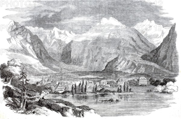 Interlaken in 1880, Canton of Bern, Switzerland, digitally enhanced reproduction from a 19th century original, historical, exact date unknown