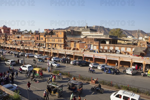 View of Chhoti Chaupar Square in the old city centre, Jaipur, Rajasthan, India