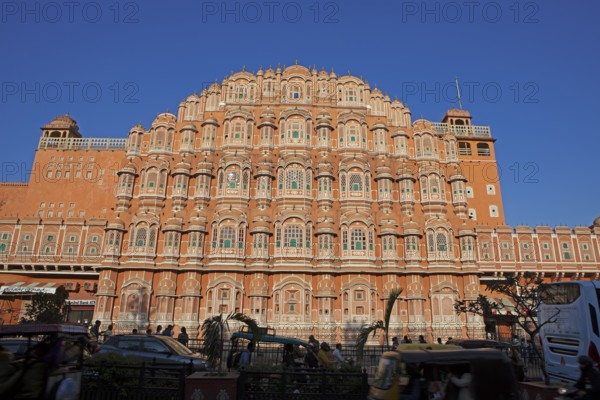 Hawa Mahal or Palace of the Winds in the old city centre, Jaipur, Rajasthan, India