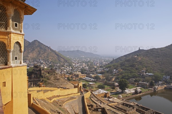 Amber Fort or fortress and surrounding area, Jaipur, Rajasthan, India