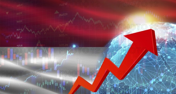 Global financial growth with Monaco flag. Financial growth with Monaco flag on economic background