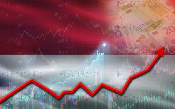 Monaco economic growth on financial graph. Monaco financial growth on market graph