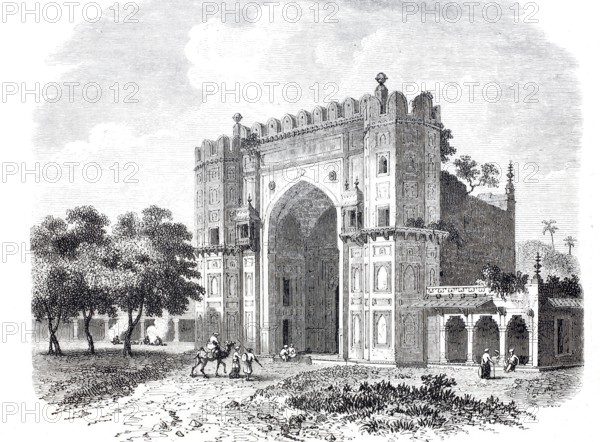 The garden of Sultan Khosrou in Allahabad, 1860, today Prayagraj in India, digitally enhanced reproduction from a 19th century model, historical, exact date unknown