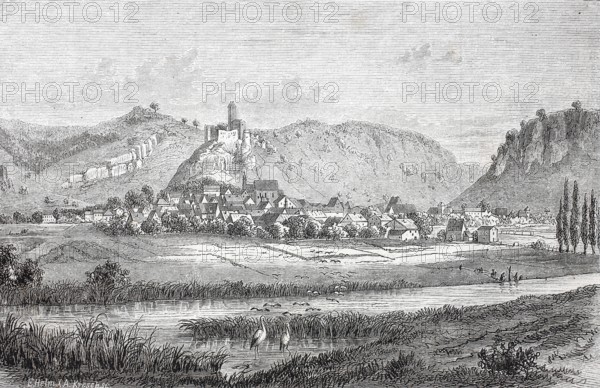 Kipfenberg in the AltmÃ¼hl Valley around 1870, District of EichstÃ¤tt, Upper Bavaria, Bavaria, Germany, Historical, digitally enhanced reproduction of a 19th century original