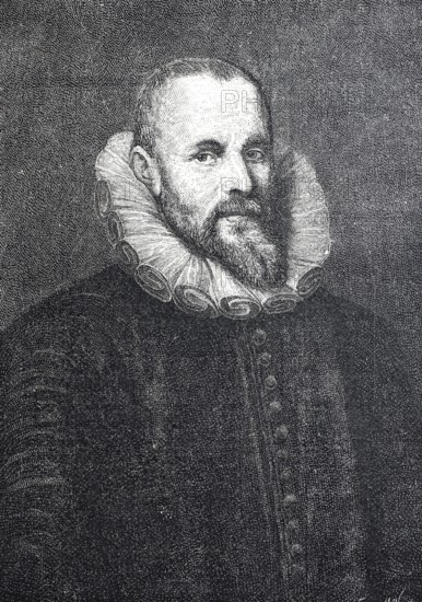 Jan Moretus, also John Moerentorf or Joannes Moretus (2 May 1543 - 22 September 1610), Flemish printer, Historical, digitally enhanced reproduction of a 19th century original