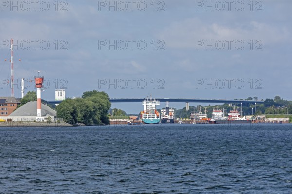 Holtenau High Bridges, entrance to Kiel Canal, Kiel Fjord, Kiel, Schleswig-Holstein, Germany