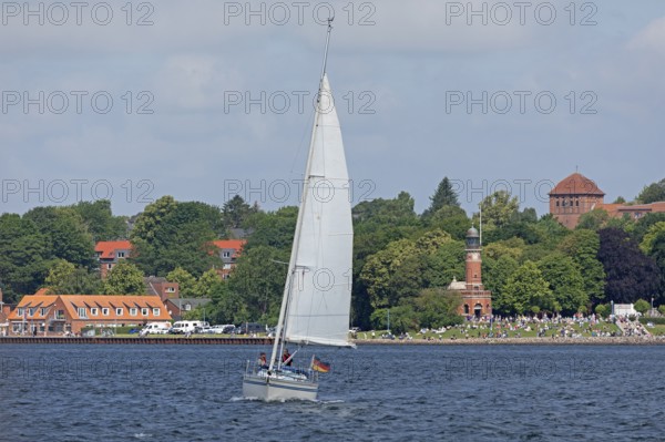 Sailing boat off Holtenau, Kieler Woche, Kiel Fjord, Kiel, Schleswig-Holstein, Germany