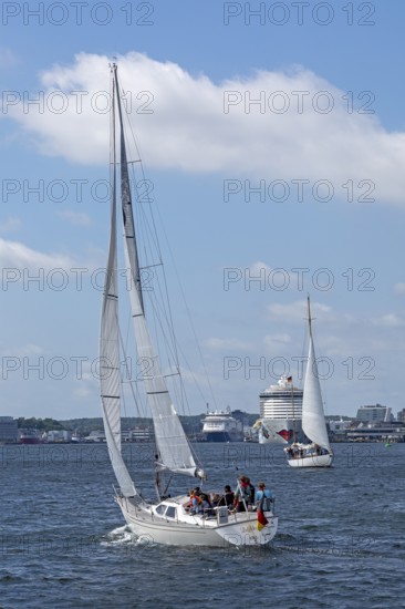 Sailing boats, ferry, cruise ship AIDA nova, Kieler Woche, Kiel, Schleswig-Holstein, Germany