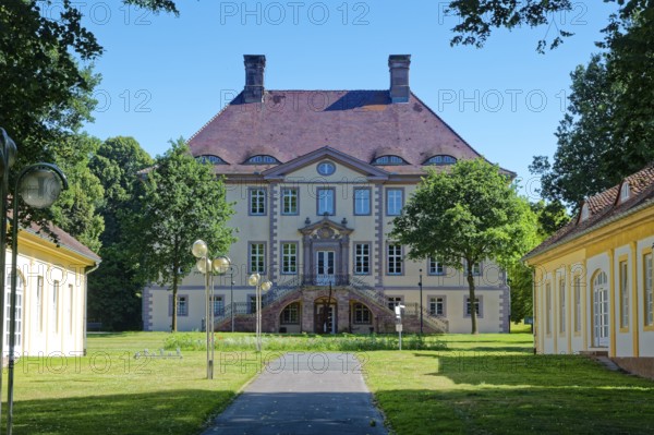 Schieder Castle, north side, was built at the beginning of the 18th century in the style of Dutch Classicism, a variant of Baroque that was widespread in Westphalia at the time. Schieder-Schwalenberg, district of Lippe, North Rhine-Westphalia, Germany