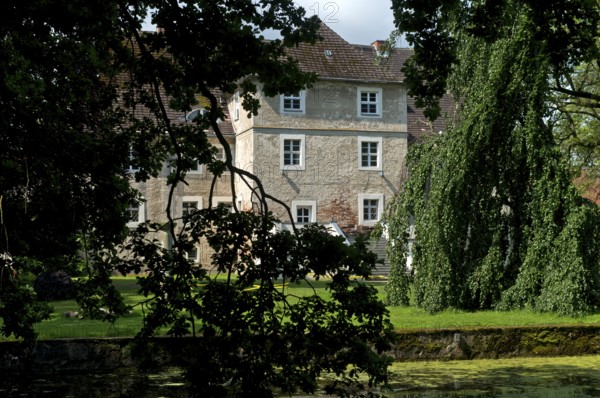 Mellenthin moated castle, Mellenthin, Usedom Island, Mecklenburg-Western Pomerania, Germany