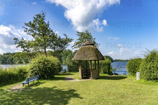 The empress's pavilion on Prinzeninsel in the GroÃŸer Plöner See near Plön, Schleswig-Holstein, Germany
