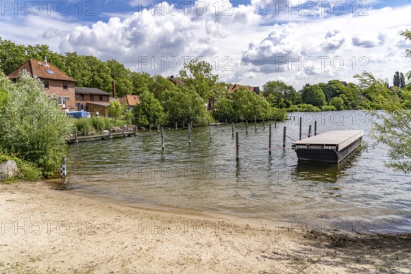 Beach on the GroÃŸer Plöner See near Plön, Schleswig-Holstein, Germany