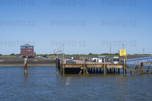 Jetty, harbour, Pellworm Island, North Frisia, North Sea, Schleswig-Holstein, Germany